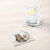 かわいい秋の森 |赤ちゃんシャワー スクエアペーパーコースター (インサイチュ)