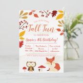 かわいい秋の楽しい森の動物の子供の誕生日 招待状 (スタンド正面)
