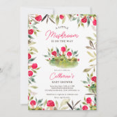 かわいい秋の水彩画の小さなきのこベビーシャワー 招待状 (正面)