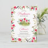 かわいい秋の水彩画の小さなきのこベビーシャワー 招待状 (スタンド正面)