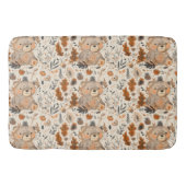 かわいい秋の熊と森の葉柄 バスマット (正面)