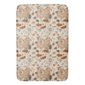 かわいい秋の熊と森の葉柄 バスマット (正面縦)