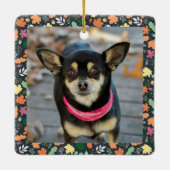 かわいい秋の犬の写真入り陶器オーナメント セラミックオーナメント (裏面)