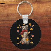 かわいい秋の猫秋ブリーズキットンティキャット恋人 キーホルダー (正面)