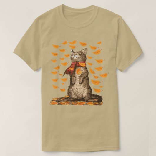 かわいい秋の猫秋ブリーズキットンティキャット恋人 Tシャツ (デザイン正面)