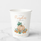 かわいい秋の秋フローラカボチャ素朴赤ちゃんシャワー 紙コップ (裏面)