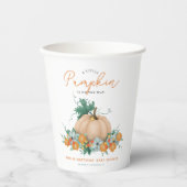 かわいい秋の秋フローラカボチャ素朴赤ちゃんシャワー 紙コップ (正面)