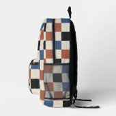 かわいい秋の色のチェッカーボードモノグラムイニシャル プリントバックパック (右)