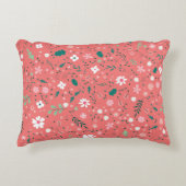 かわいい秋の花イラストレーション花柄 アクセントクッション (正面)