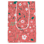 かわいい秋の花イラストレーション花柄 ミディアムペーパーバッグ (裏面)