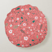 かわいい秋の花イラストレーション花柄 ラウンドクッション (裏面)