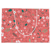 かわいい秋の花イラストレーション花柄 ラージペーパーバッグ (裏面)