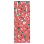 かわいい秋の花イラストレーション花柄 ワインギフトバッグ (裏面)