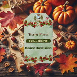 かわいい秋の落ち葉と実のウェディングシャワー ギフトタグ