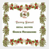 かわいい秋の落ち葉と実のウェディングシャワー スクエアシール (正面)