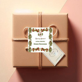 かわいい秋の落ち葉と実のウェディングシャワー スクエアシール