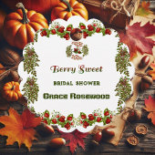 かわいい秋の落ち葉と実のウェディングシャワー フェイバータグ