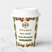 かわいい秋の落ち葉と実の甘いウェディングシャワーのお祝い 紙コップ (正面)