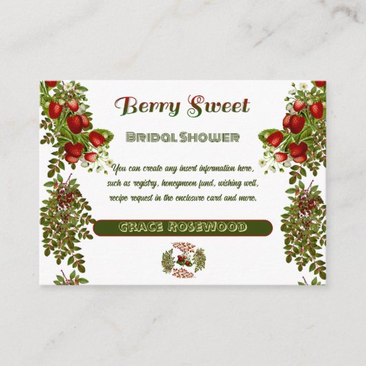 かわいい秋の葉の秋のベリースウィートブライダルシャワー エンクロージャーカード (正面)