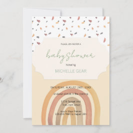 かわいい秋の虹パステルカラーズパターン 招待状