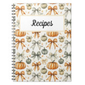 かわいい秋の蝶リボン柄 ノートブック (正面)