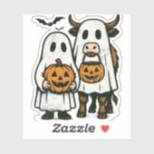 かわいい秋の高地の牛の幽霊のハロウィン 2 シール (シート)