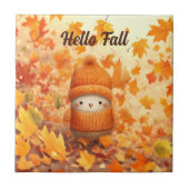 かわいい秋の鳥秋 タイル (正面)