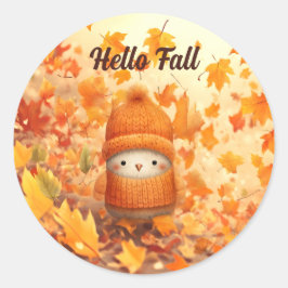 かわいい秋の鳥秋 ラウンドシール