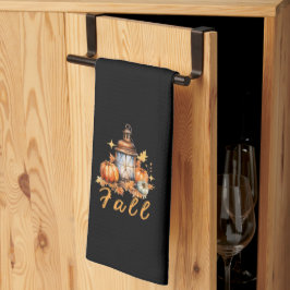 かわいい秋をテーマにしたパンプキンシンプルブラックホテル キッチンタオル