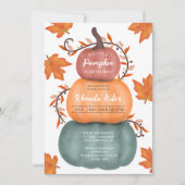 かわいい秋オレンジ色の青いカボチャのベビーシャワー 招待状 (正面)
