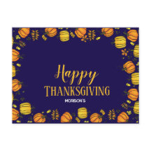 かわいい秋カボチャのボーダーハッピーサンクスギビング