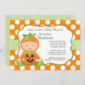 かわいい秋カボチャ中性ベビーシャワー招待状 招待状 (正面/裏面)