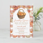 かわいい秋カボチャ地元で育った市場の赤ちゃんシャワー 招待状 (スタンド正面)