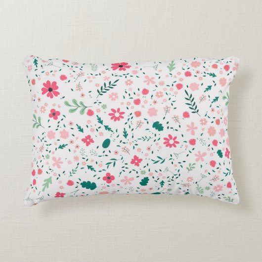 かわいい秋カラフルの花図解入りの、写真付きの柄 アクセントクッション (正面)