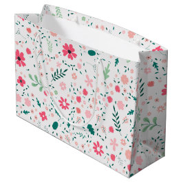 かわいい秋カラフルの花図解入りの、写真付きの柄 ラージペーパーバッグ