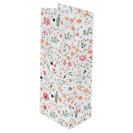 かわいい秋カラフルの花図解入りの、写真付きの柄 ワインギフトバッグ