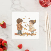 かわいい秋キッズ スタンダードカクテルナプキン (インサイチュ)