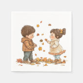 かわいい秋キッズ スタンダードカクテルナプキン (正面)