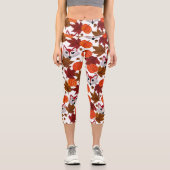 かわいい秋キツネカボチャacornメープルリーフウォーターカラー カプリレギンス (正面)