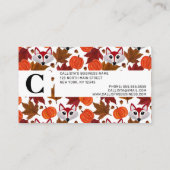 かわいい秋キツネカボチャacornメープルリーフウォーターカラー 名刺 (裏面)