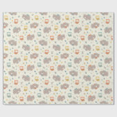 かわいい秋クマとフクロウズオンクリーム ラッピングペーパー (フラット)