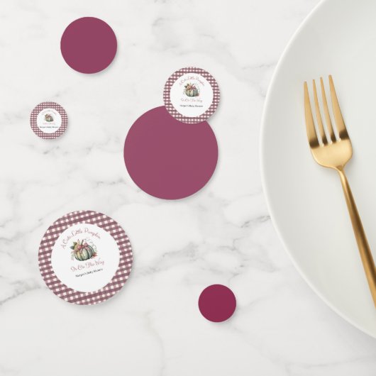 かわいい秋グリーン&プラムカボチャをテーマにした赤ちゃんシャワー コンフェッティ (グループ)