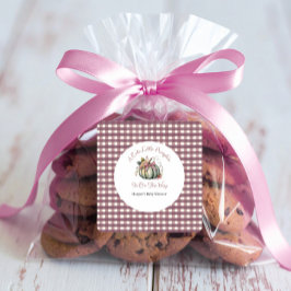 かわいい秋グリーン&プラムカボチャをテーマにした赤ちゃんシャワー スクエアシール