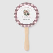 かわいい秋グリーン&プラムカボチャをテーマにした赤ちゃんシャワー ハンドファン (裏面)