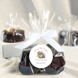 かわいい秋グリーン&プラムカボチャをテーマにした赤ちゃんシャワー ラウンドシール