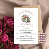 かわいい秋グリーン&プラムカボチャをテーマにした赤ちゃんシャワー 招待状