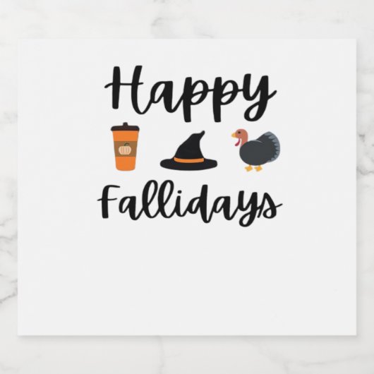 かわいい秋シーズンハッピーファリデイズサンクスギビングホール スパークリングワインラベル (シングルラベル)
