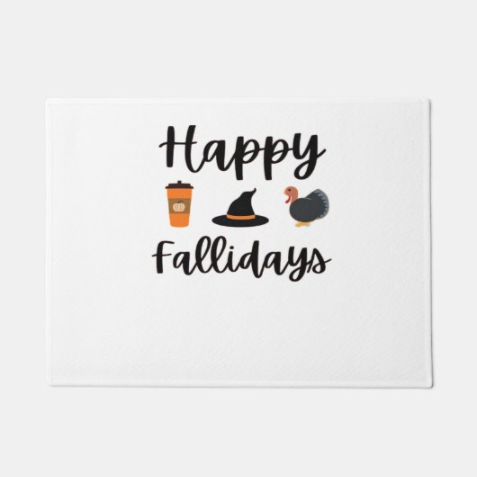 かわいい秋シーズンハッピーファリデイズサンクスギビングホール ドアマット (正面)