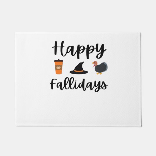 かわいい秋シーズンハッピーファリデイズサンクスギビングホール ドアマット (正面)