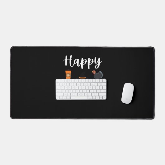 かわいい秋シーズンファン幸せな偽りの日感謝祭 デスクマット (キーボード&マウス)